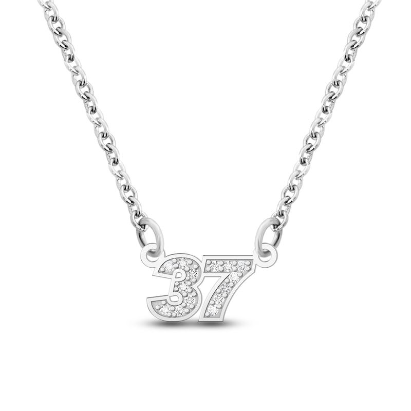 Diamond Double Digit Number Necklace Diamond Accents 14K Gold 18