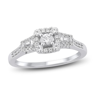 Diamond Promise Ring 1/2 ct tw Princess/Round10K White Gold