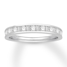 Diamond Anniversary Ring 1/2 ct tw Round/Baguette Platinum