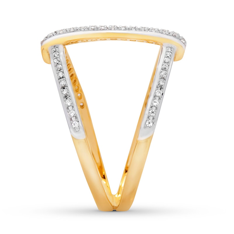 Diamond Ring 1/3 ct tw Round/Baguette 10K Yellow Gold
