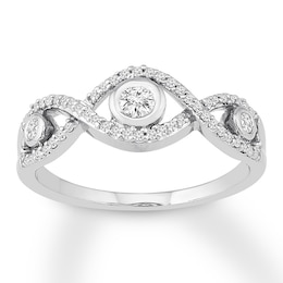 Diamond Ring 1/4 ct tw Bezel-set Round 10K White Gold