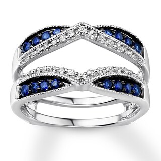 Natural Sapphire Enhancer Ring 1/5 cttw Diamonds 14K White Gold | Wraps ...