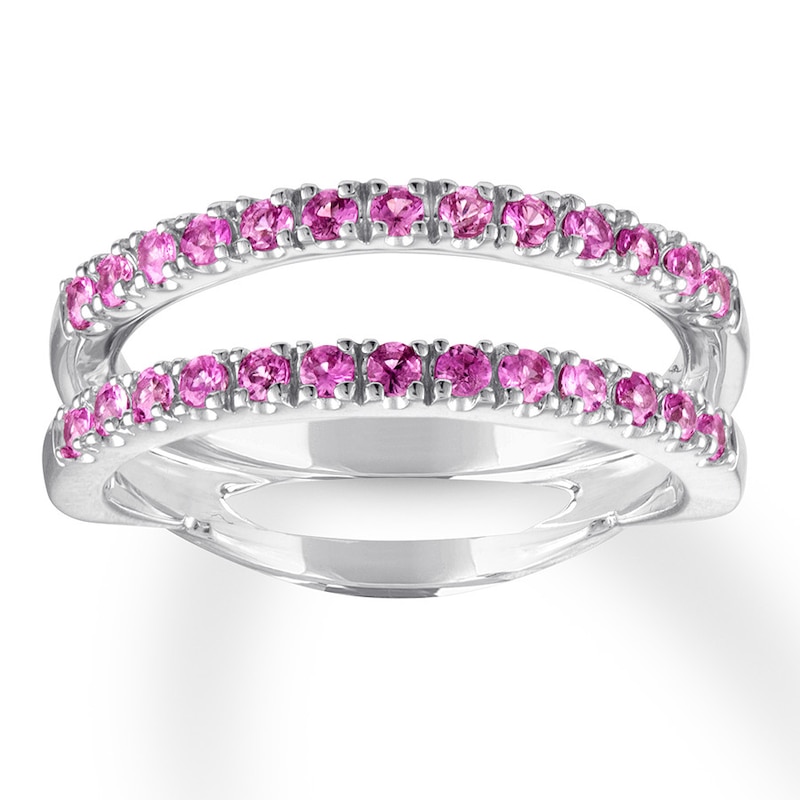 Main Image 1 of Natural Pink Sapphire Enhancer Ring 14K White Gold