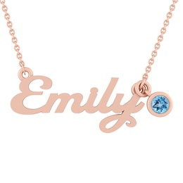 Birthstone Nameplate Necklace (1 Stone and Name)