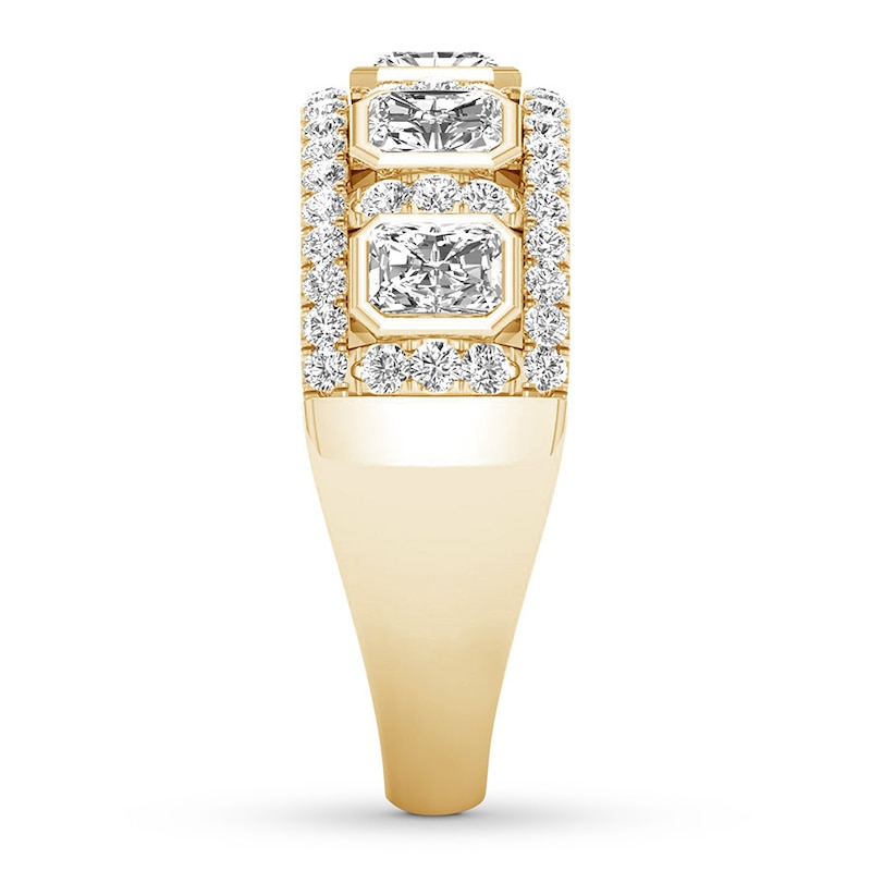 Main Image 3 of Diamond Anniversary Ring 1-1/2 ct tw Emerald-cut/Round 14K Gold