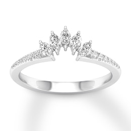 Diamond Contour Ring 1/3 ct tw Marquise/Round 14K White Gold