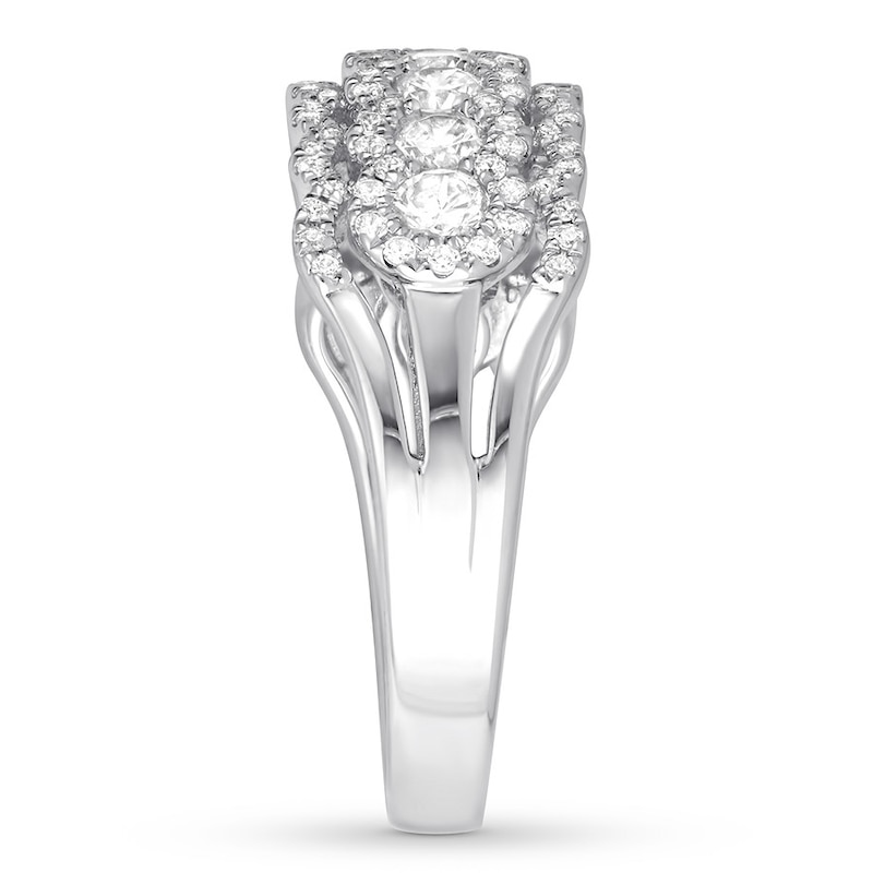 Main Image 3 of Diamond Anniversary Ring 1 carat tw Bezel-set 14K White Gold