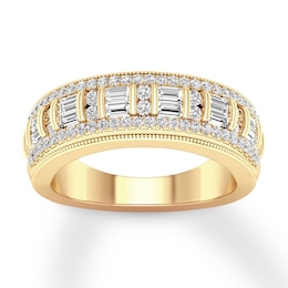 Diamond Anniversary Ring 5/8 ct tw Round/Baguette 14K Gold