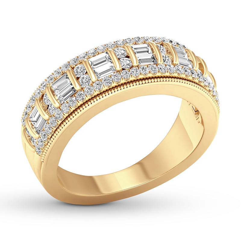 Main Image 4 of Diamond Anniversary Ring 5/8 ct tw Round/Baguette 14K Gold