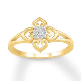 Diamond Flower Ring 1/20 carat tw 10K Yellow Gold