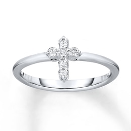 Diamond Cross Ring 1/6 ct tw Round 14K White Gold