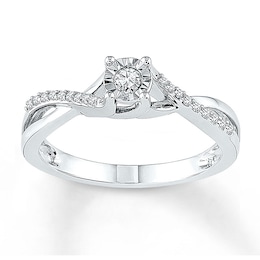 Diamond Promise Ring 1/6 ct tw Round 10K White Gold