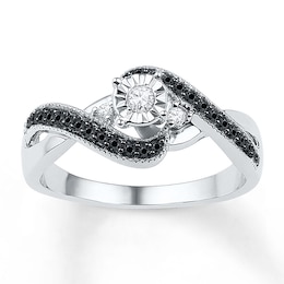 Black/White Diamond Promise Ring 1/4 ct tw Sterling Silver