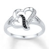 Thumbnail Image 1 of Black/White Diamond Heart Ring 1/20 ct tw Sterling Silver