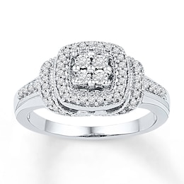 Diamond Ring 1/4 ct tw Round Sterling Silver