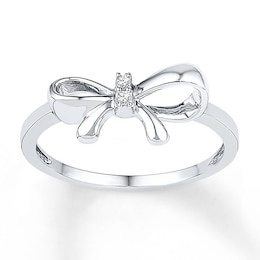 Bow Ring Diamond Accents Sterling Silver