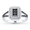 Thumbnail Image 1 of Black/White Diamond Ring 1/2 ct tw Sterling Silver