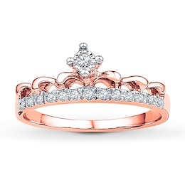 Crown Ring 1/10 ct tw Diamonds 10K Rose Gold