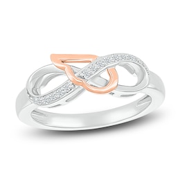 Wing & Infinity Ring 1/15 ct tw Diamonds Sterling Silver