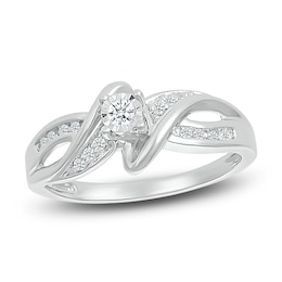 Diamond Promise Ring 1/8 ct tw Round Sterling Silver