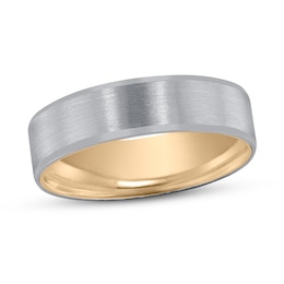 Men's Frosted Wedding Band 14K Two-Tone Gold 5mm