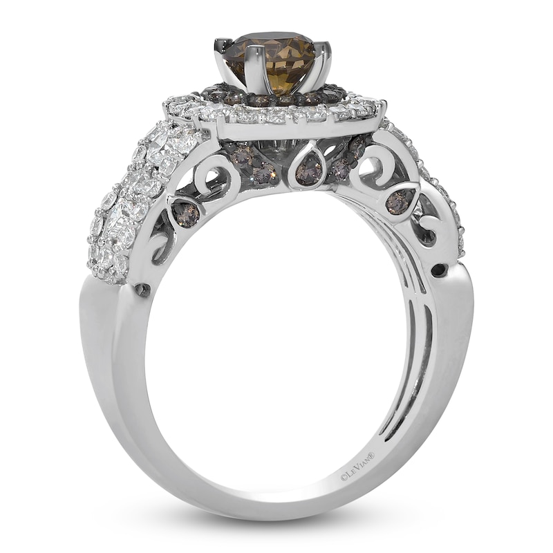 Main Image 2 of Le Vian Chocolate Diamond Ring 1 7/8 ct tw Round Platinum