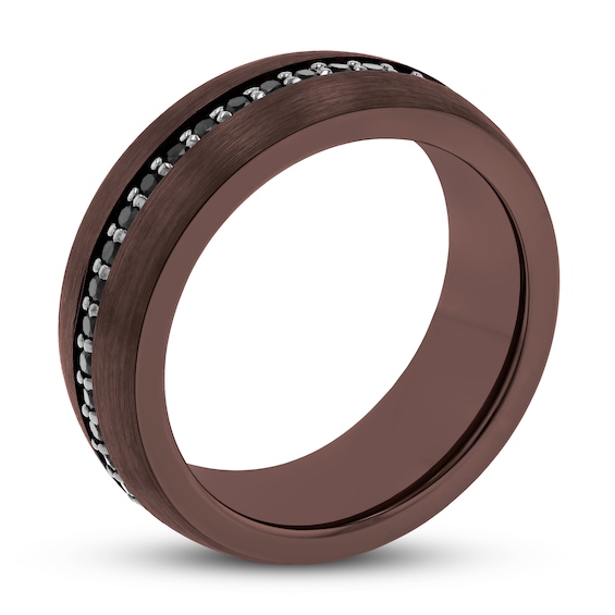 Men's Black Sapphire Wedding Band Brown Tungsten Carbide | Jared