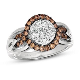 Le Vian Pre-Owned Le Vian 18K White Gold White and Brown Diamond Flower Ring  LV04-100721-W - Jomashop