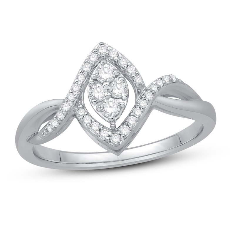 Diamond Promise Ring 1/4 ct tw Round 10K White Gold