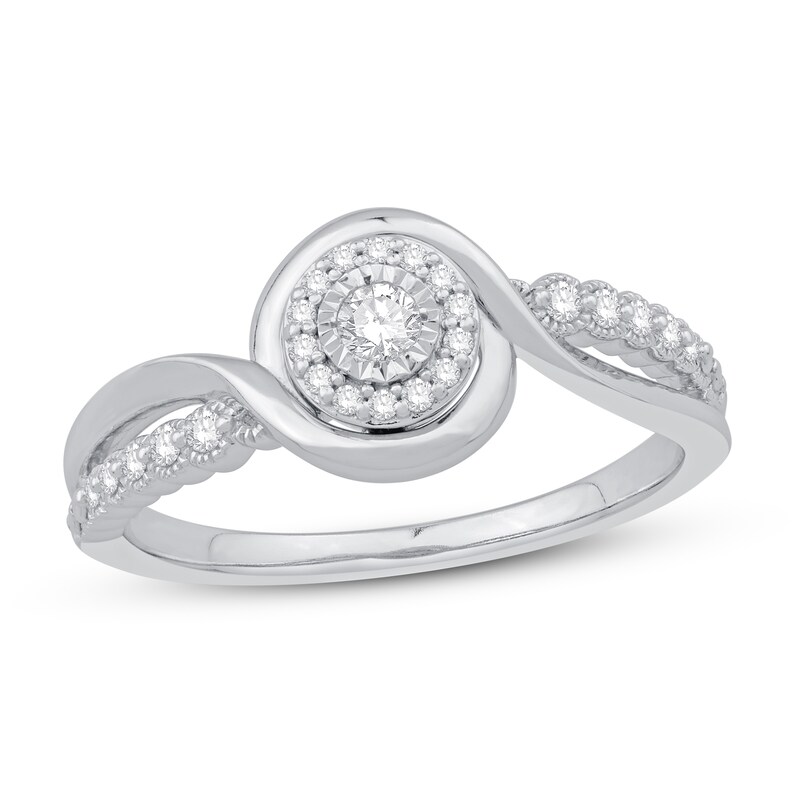 Diamond Promise Ring 1/5 ct tw Round 10K White Gold