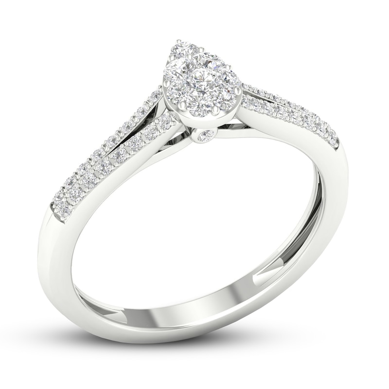1/4 CT. T.W. Diamond Heart-Shaped Promise Ring, Color: White