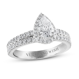 Vera Wang WISH Diamond Engagement Ring 1-1/5 ct tw Pear-shaped/Round Platinum