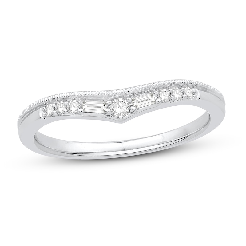 Main Image 1 of Diamond Enhancer Ring 1/8 ct tw Round/Baguette 14K White Gold