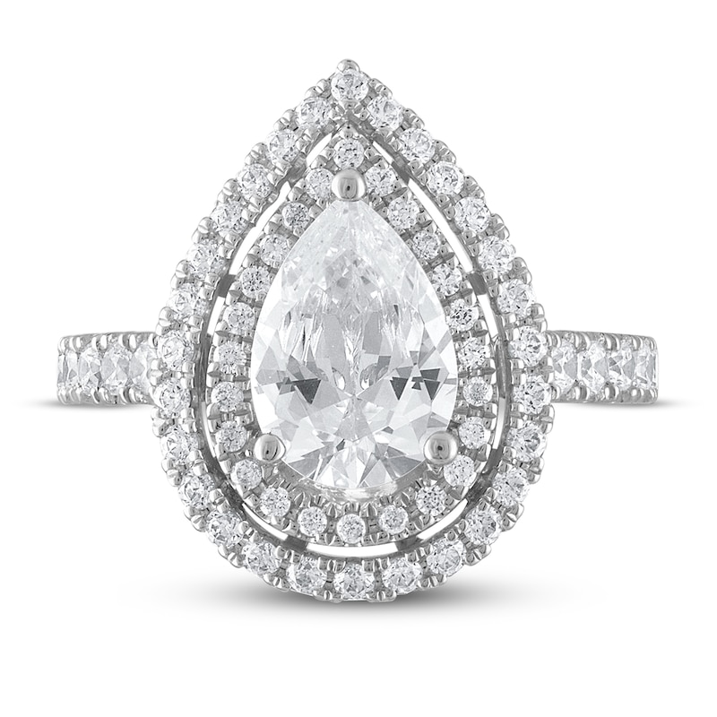 Main Image 3 of Vera Wang WISH Diamond Engagement Ring 3 ct tw Pear-shaped/Round 14K White Gold