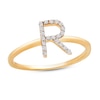 Thumbnail Image 1 of Diamond Letter R Ring 1/10 ct tw Round 10K Yellow Gold