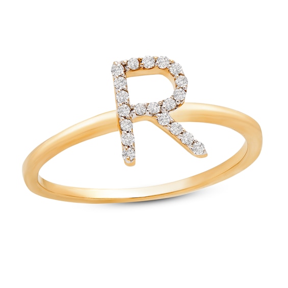 Diamond Letter R Ring 1/10 ct tw Round 10K Yellow Gold | Jared