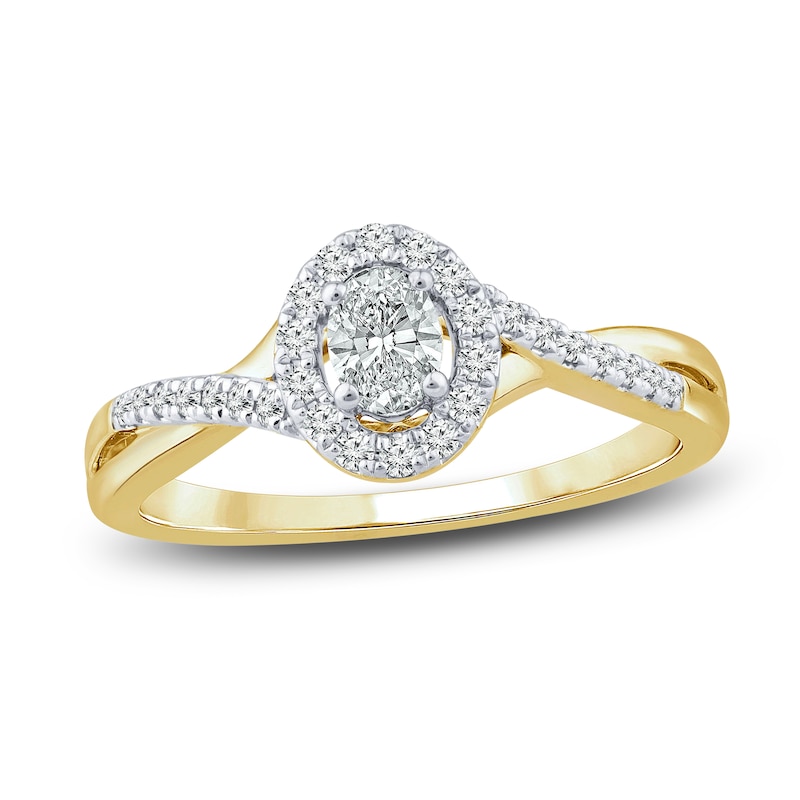 Diamond Ring 3/8 ct tw Oval/Round 10K Yellow Gold