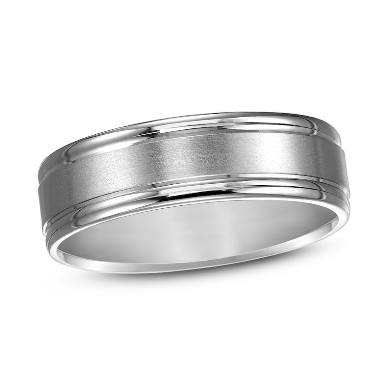 Main Image 1 of Matte Wedding Band 14K White Gold