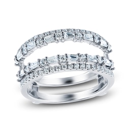 Diamond Anniversary Enhancer Ring 3/4 ct tw Round/Baguette 14K White Gold