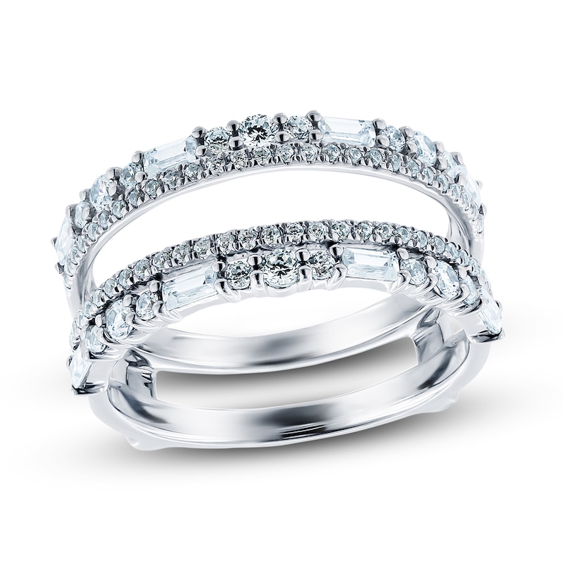 Diamond Anniversary Enhancer Ring 7/8 ct tw Round/Baguette 14K White Gold