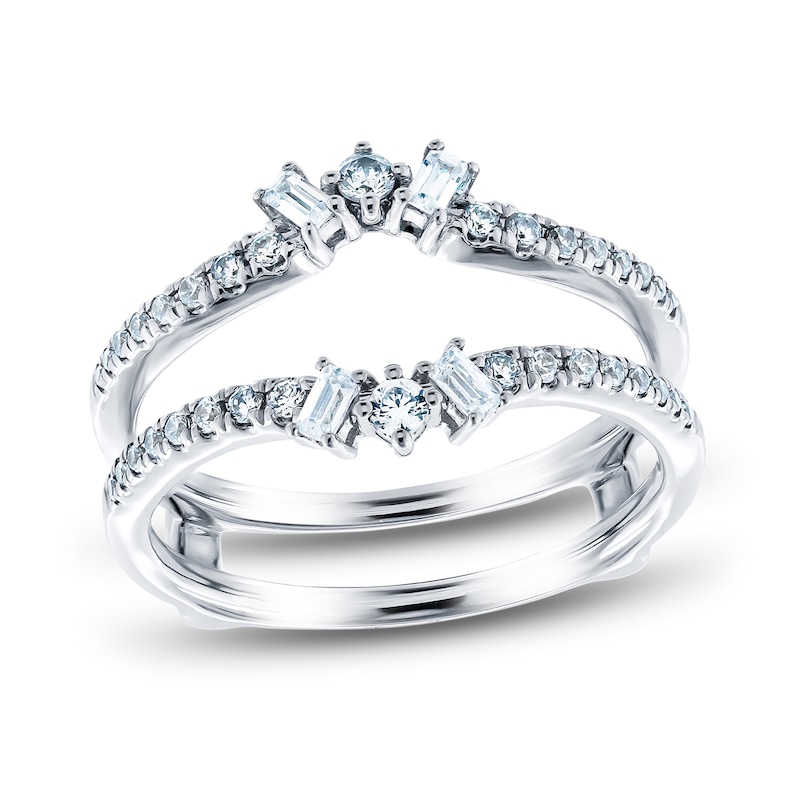 Main Image 1 of Diamond Anniversary Enhancer Ring 3/8 ct tw Round/Baguette 14K White Gold