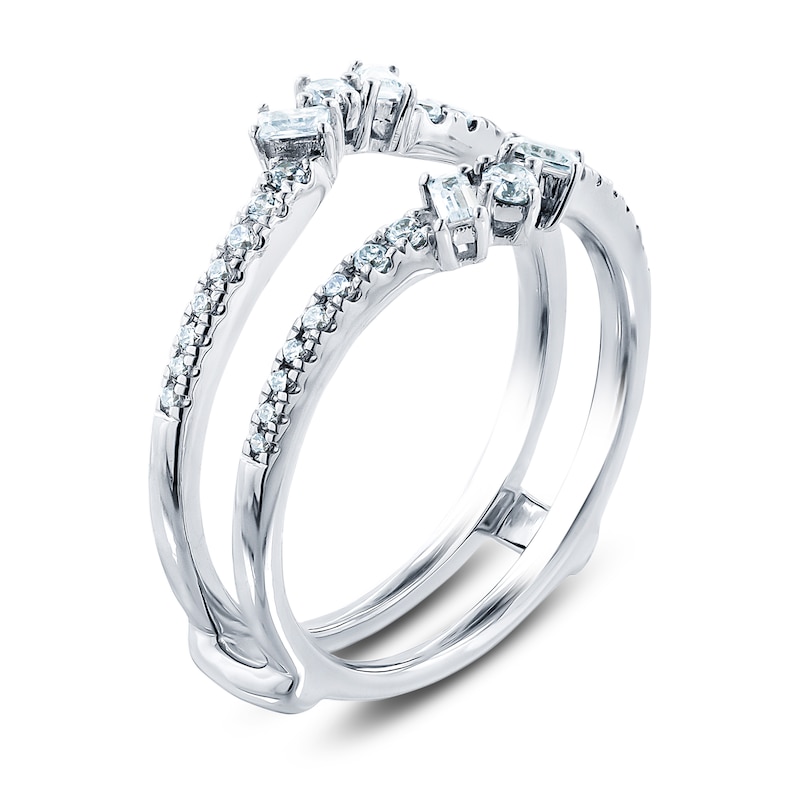 Main Image 2 of Diamond Anniversary Enhancer Ring 3/8 ct tw Round/Baguette 14K White Gold