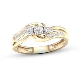 Diamond 3-Stone Ring 1/5 ct tw Round 10K Yellow Gold