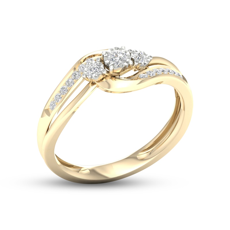 Diamond 3-Stone Ring 1/5 ct tw Round 10K Yellow Gold