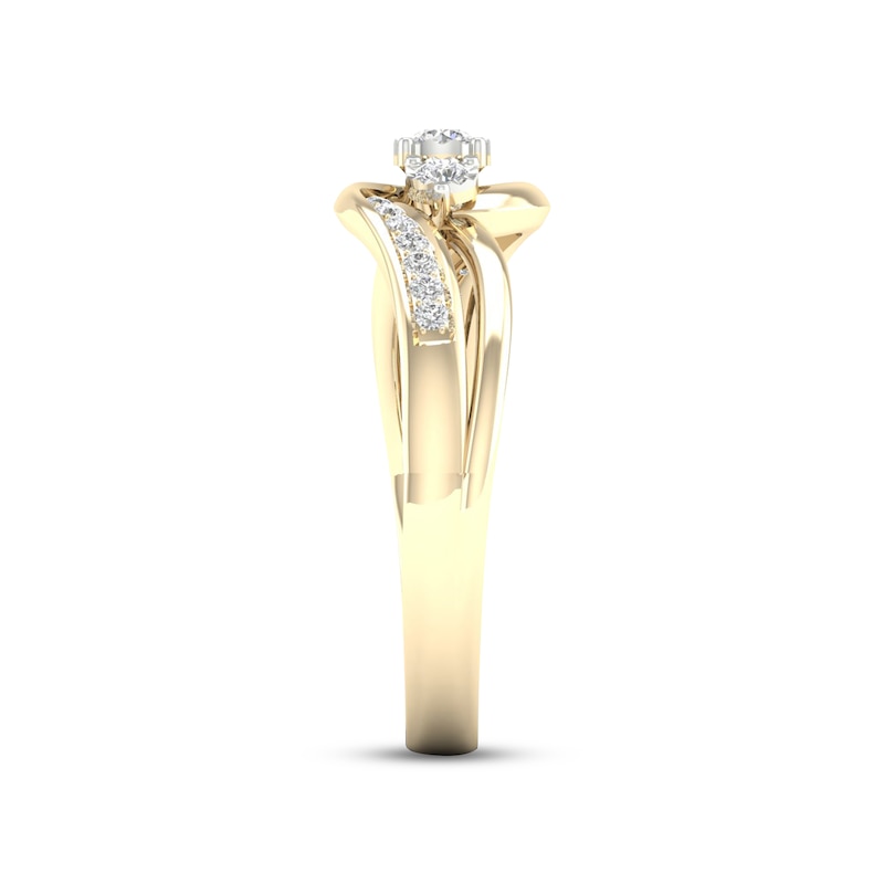 Diamond 3-Stone Ring 1/5 ct tw Round 10K Yellow Gold