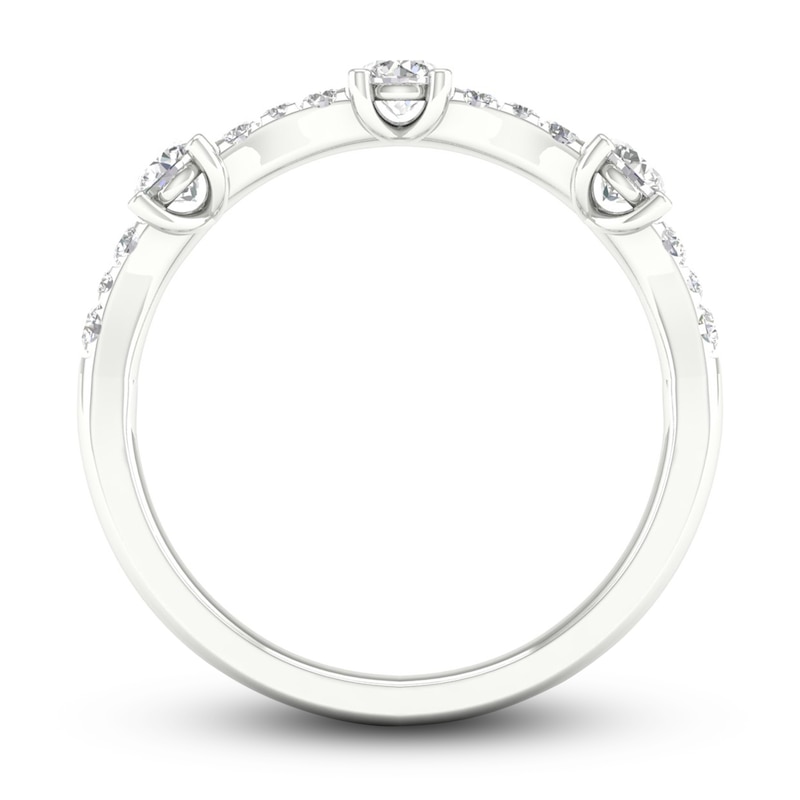 Main Image 3 of Diamond 3-Stone Ring 1/2 ct tw Round 10K White Gold