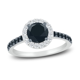 Black & White Diamond Ring 1-1/2 ct tw Round 10K White Gold