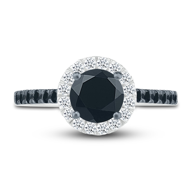 Main Image 2 of Black & White Diamond Ring 1-1/2 ct tw Round 10K White Gold