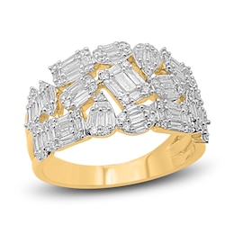 Diamond Ring 1 ct tw Round/Baguette 14K Yellow Gold