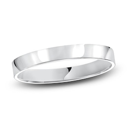 Flat Wedding Band 14K White Gold 3mm